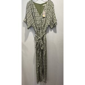 Boden Size 12T Tall Pineapple Print Alice Faux Wrap Romper Jumpsuit Belted Pea